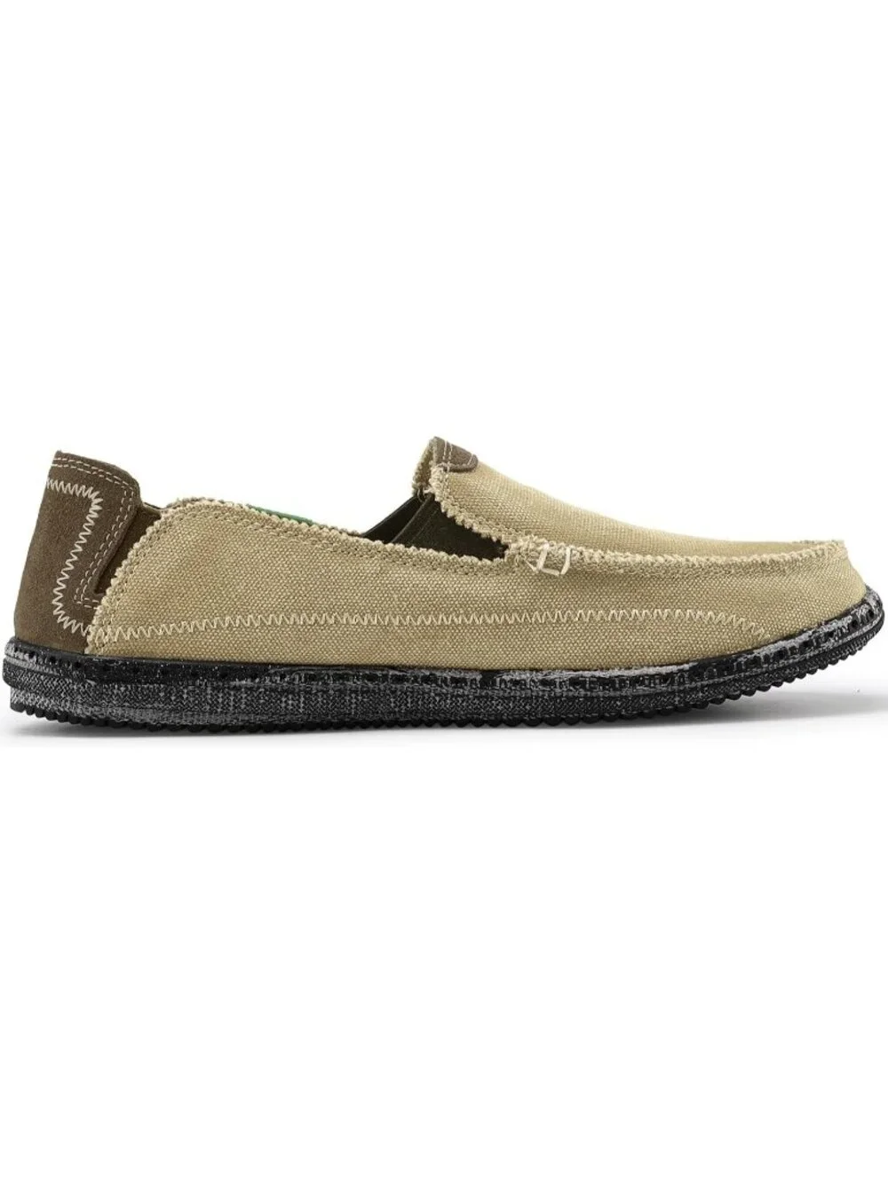 VILOCY Men's Tan Rubber Canvas Slip On Loafers Drop Vintage Flat Casual Shoes